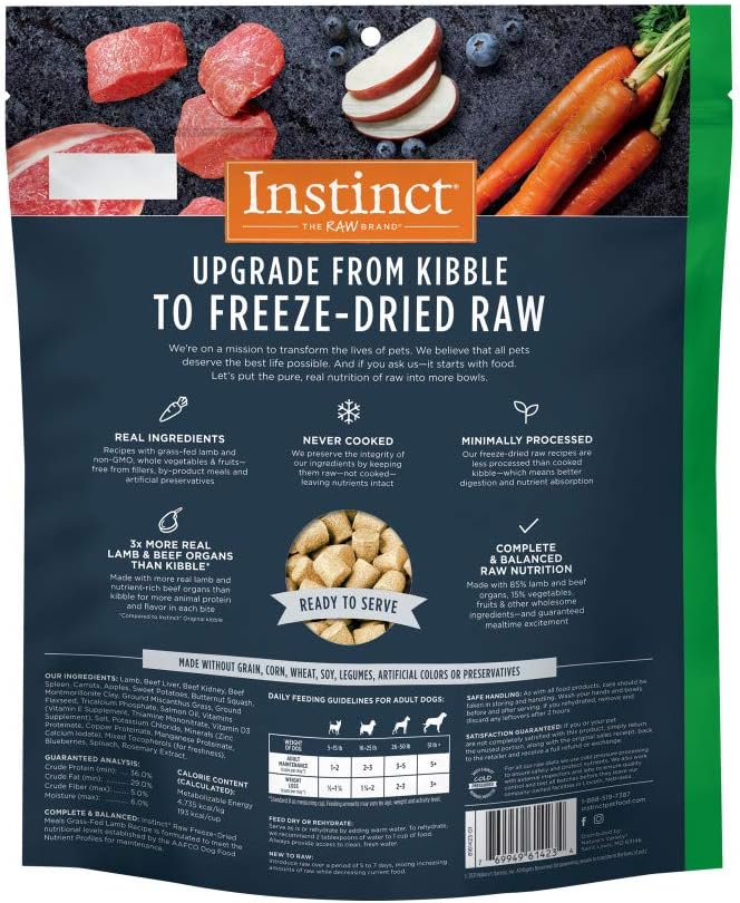Instinct Freeze Dried Raw Meals Grain Free Recipe Dog Food - Lamb, 24 oz.