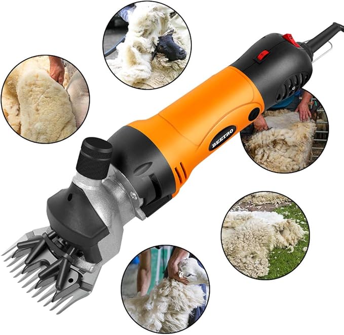 BEETRO 500W Electric Professional Sheep Shears, 6 Speeds Sheep Clippers, with Extra Two Sets of Blades
