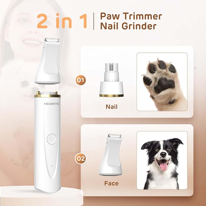 Dog Hair Clippers for Grooming Kit and Dog Paw Trimmer for Grooming, Low Noise Rechargeable Cordless, Shaver Grooming Supplies for Pet Cats Dogs (Black, White)