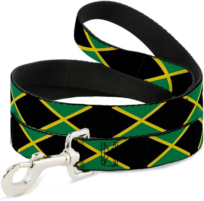 Dog Leash Jamaica Flags 4 Feet Long 1.5 Inch Wide