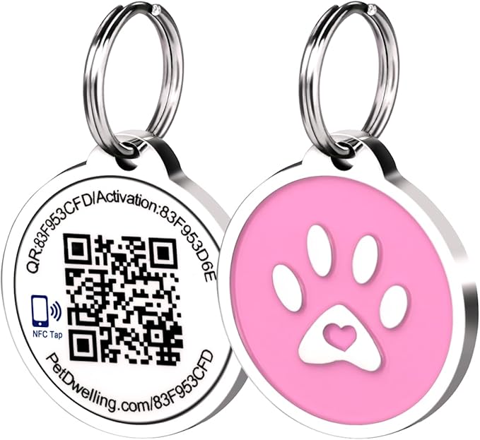Smart NFC - QR Code Pet ID Tags - Dog Tags and Cat Tags: Instant Online Profile Access and Scan Location Email Alerts