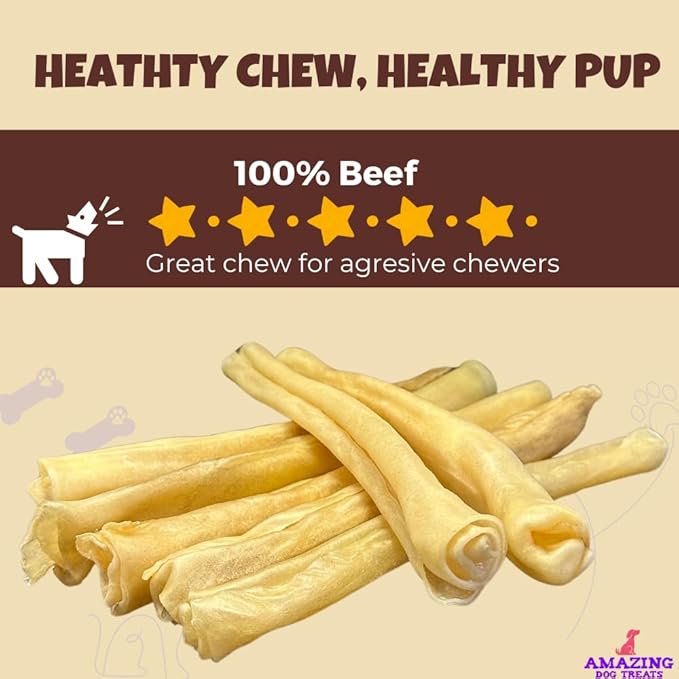 Amazing Dog Treats - Large Collagen Stick - (12 Inch - 50 Count) - Collagen Beef Cheek Rolls for Dogs - 100% Pure Collagen Sticks for Dogs - No Hide Bones for Dogs