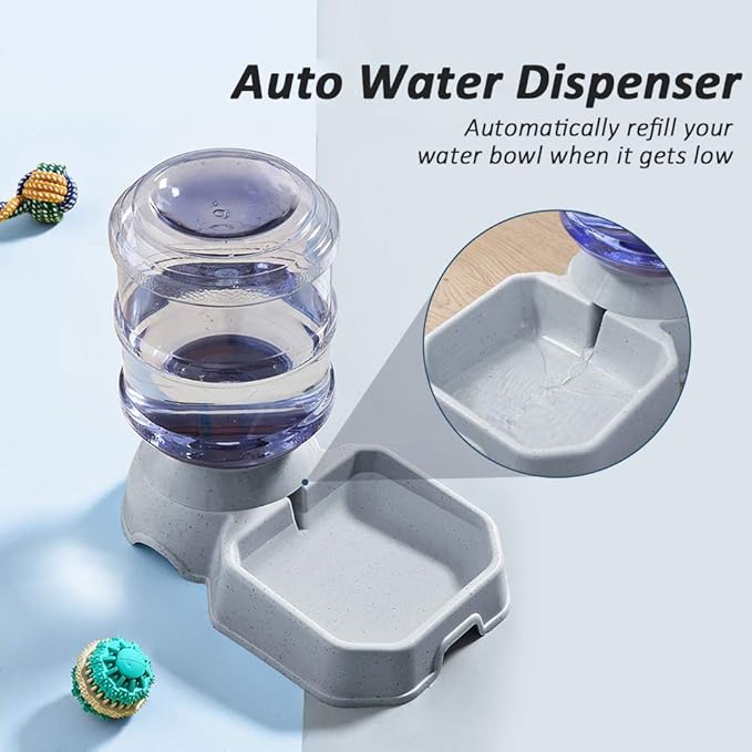 Pet Feeder and Water Food Dispenser Automatic for Dogs Cats, 100% BPA-Free, Gravity Refill, Easily Clean, Self Feeding for Small Large Pets Puppy Kitten Rabbit Bunny
