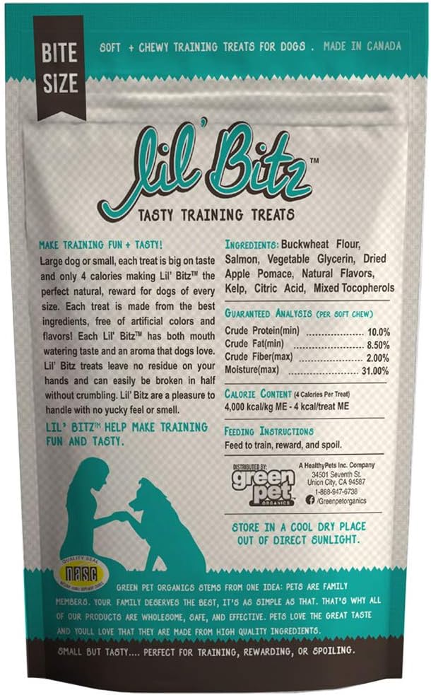 Lil' Bitz training Treats for Dogs and Cats (3 Pack, All Dog Sizes - Wild Salmon + Kelp)