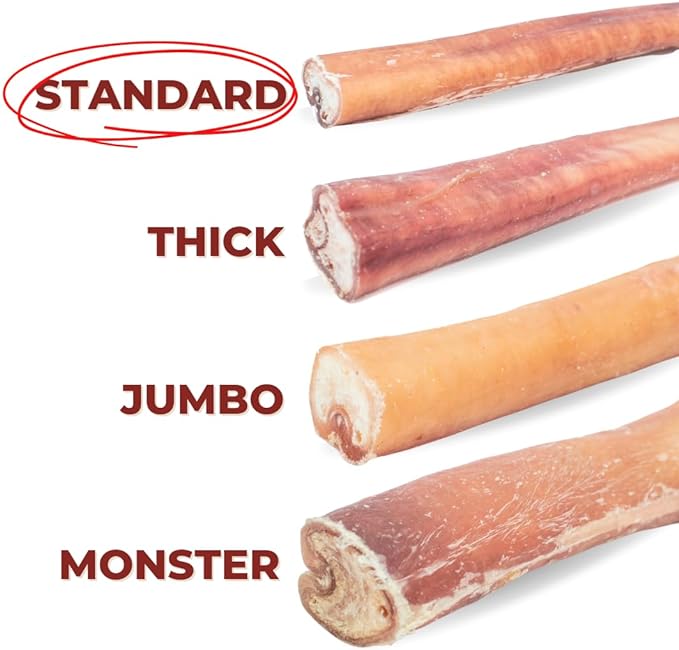 Bully Bunches Premium 6 Inch Standard Odor-Free Bully Sticks for Small to Medium Dogs & Puppies - Long Lasting Chews for Oral Care - All Natural, 100% Beef Dog Treats, Rawhide Free (10 Pk)