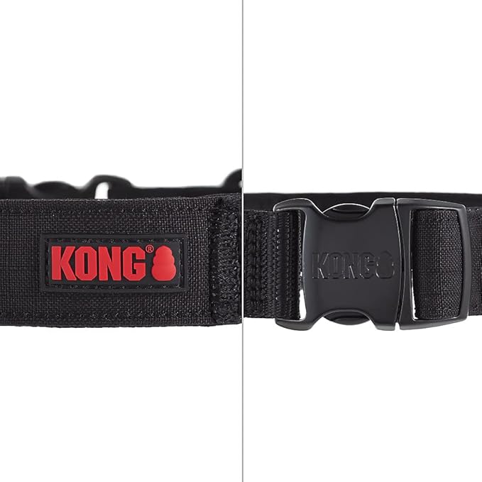KONG Ultra Durable Padded Comfort Handle Dog Collar (Large, Black)