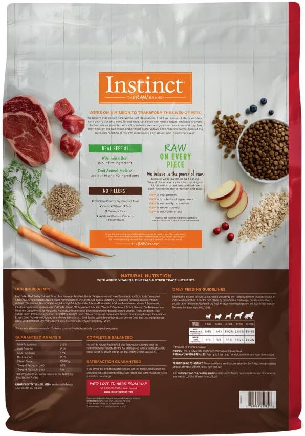 Instinct Be Natural Real Beef & Barley Recipe Natural Dry Dog Food, 25 lb. Bag