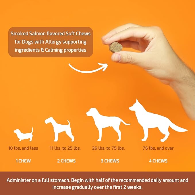 Allergy Plus Calming Formula for Dogs - Comprehensive Seasonal Allergy Support - Helps Manage Histamine Levels - Premium 13-in-1 Blend with Colostrum, Bromelain, Chamomile & More
