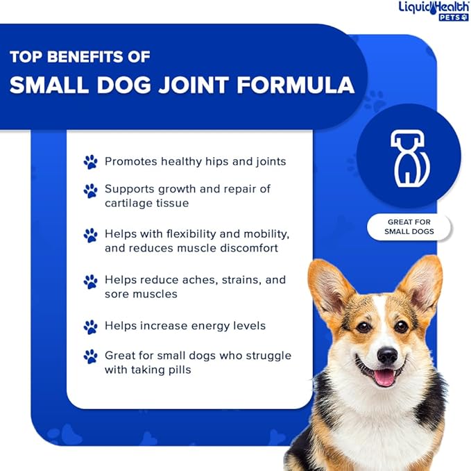 LIQUIDHEALTH 2 Oz Dog Glucosamine Drops Joint Juice, Chondroitin Hip and Joints Relief Vitamin Supplement Formula, Hyaluronic Acid - Small Dogs Canines Puppies - (2 Pack)