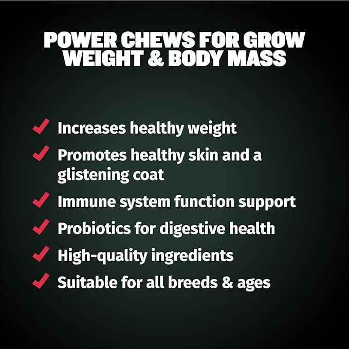 Bully Max Dog Weight Gainer Chews - High Calorie Health Supplement for Healthy Weight Gain, Immunity & Digestive Health for All Breeds & Ages - 2 Packs, 75 Soft & Tasty Chews per Pack