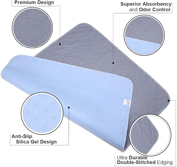 Washable Dog Pee Pads+Free Grooming Gloves - Reusable Whelping Pads,Waterproof Dog Mat Non-Slip Puppy Potty Training Pads for Dogs, Cats, Bunny