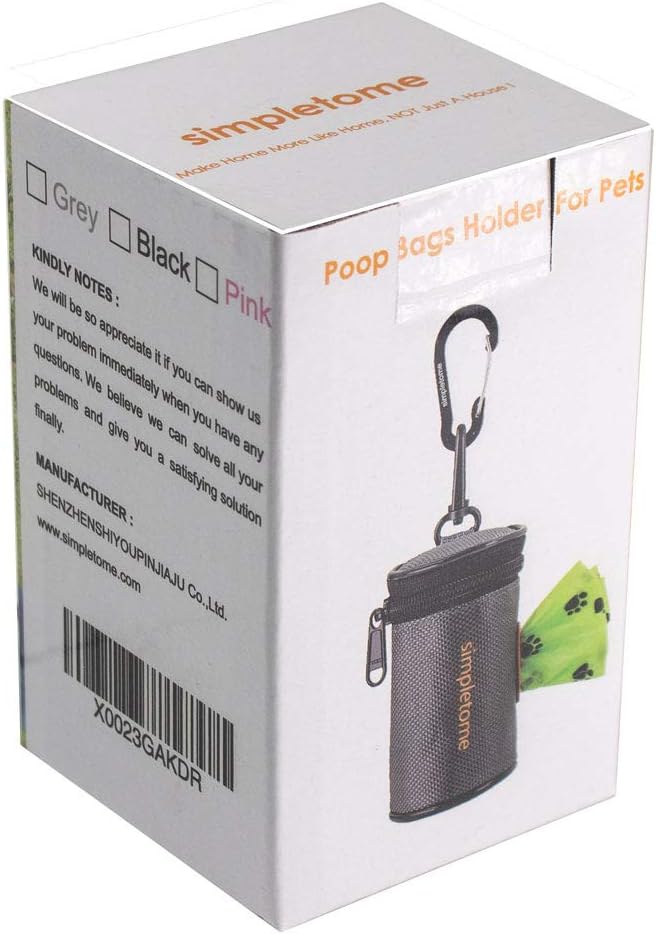 simpletome Dog Waste Bag Dispenser for Leash Belt Wear-Resistant Waterproof YKK Zipper (Microfiber Leather Pink)