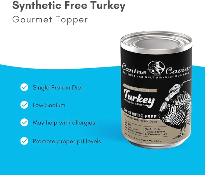 Canine Caviar Wet Dog Food - Turkey Flavored Canned Dog Food 12 Pack (12 oz), Grain and Synthetic Free Gourmet Topper, Wet Dog Food for Small Dogs, Medium Dogs, and Large Dogs