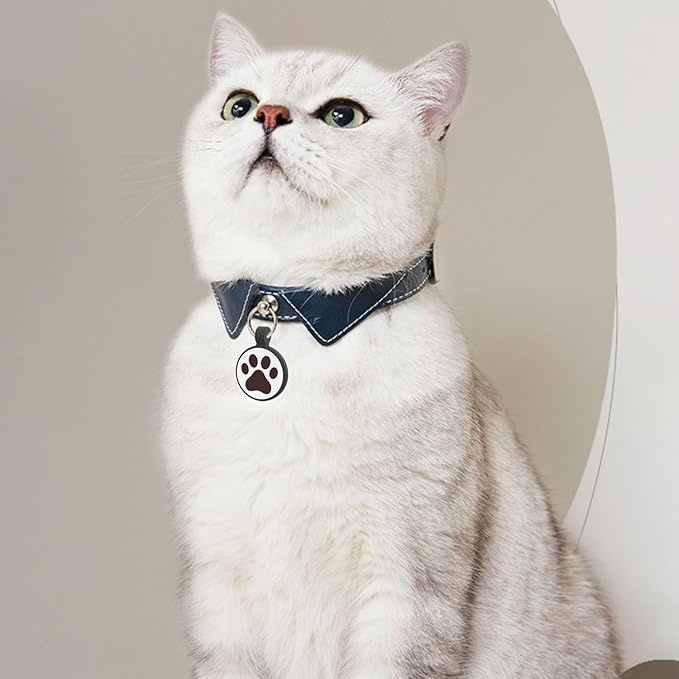 QR Code Cat Tag, Modifiable Pet Online Profile Display Page, Multiple Emergency Contact, Silent Silicone Cat Tag, Collar Accessories, Personalized Cat Tag (Small Breeds - 1", Black & Blue)