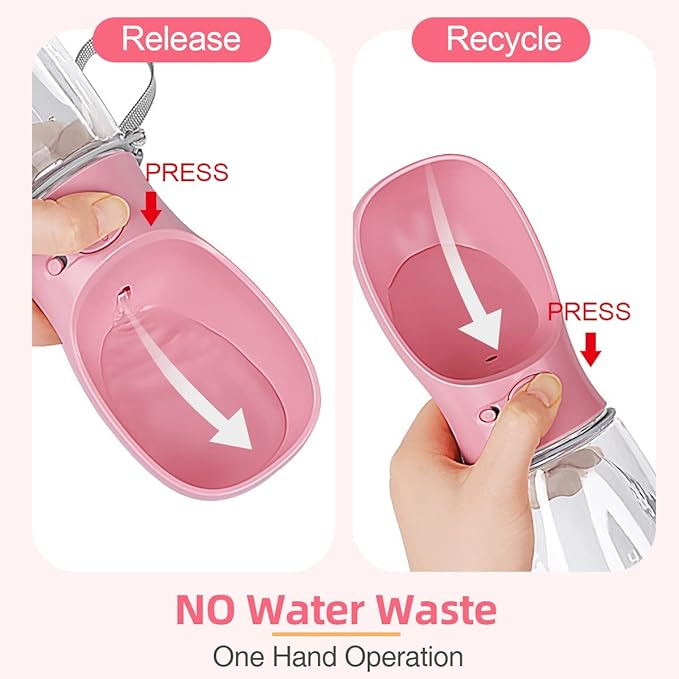 Dog Water Bottle, Lightweigh, Portable Travel Dog Water Dispenser, Puppy Drinking Bowl for Outdoor Walking and Hiking, Puppy Essentials, Dog Stuff - Pet Accessories(19oz, Pink)