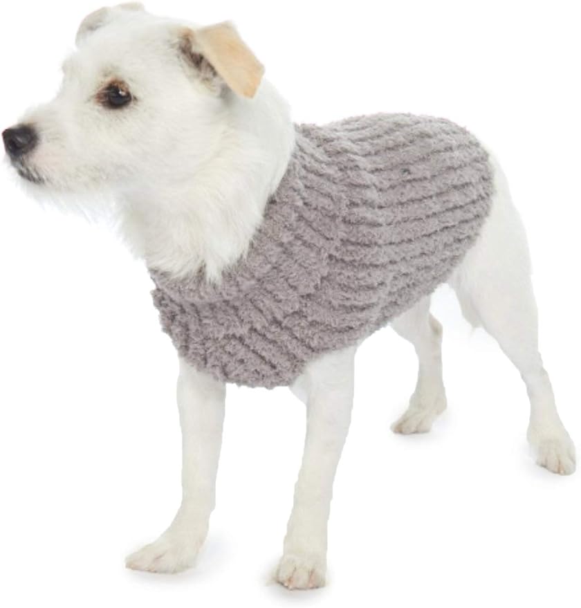 Barefoot Dreams CozyChic Ribbed Pet Sweater, Dog Clothes-Warm Gray