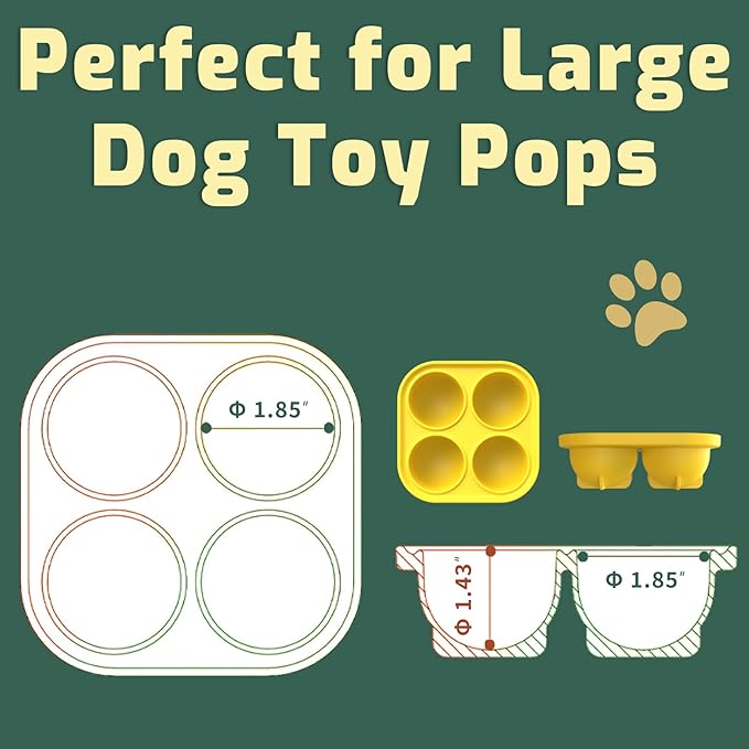 Frozen Treat Tray Mold, Freezable Fillable Rubber Molds Freeze Refill Treats for Treat Dispensing Dog Toy, Treat Dispensing Refillable Homemade Freezable Dog Food, Yellow