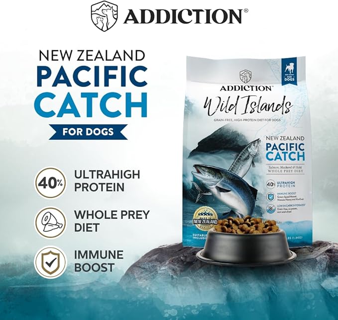 Addiction Wild Islands Pacific Catch Premium King Salmon Mackerel & Hoki Dry Dog Food - 4 lb