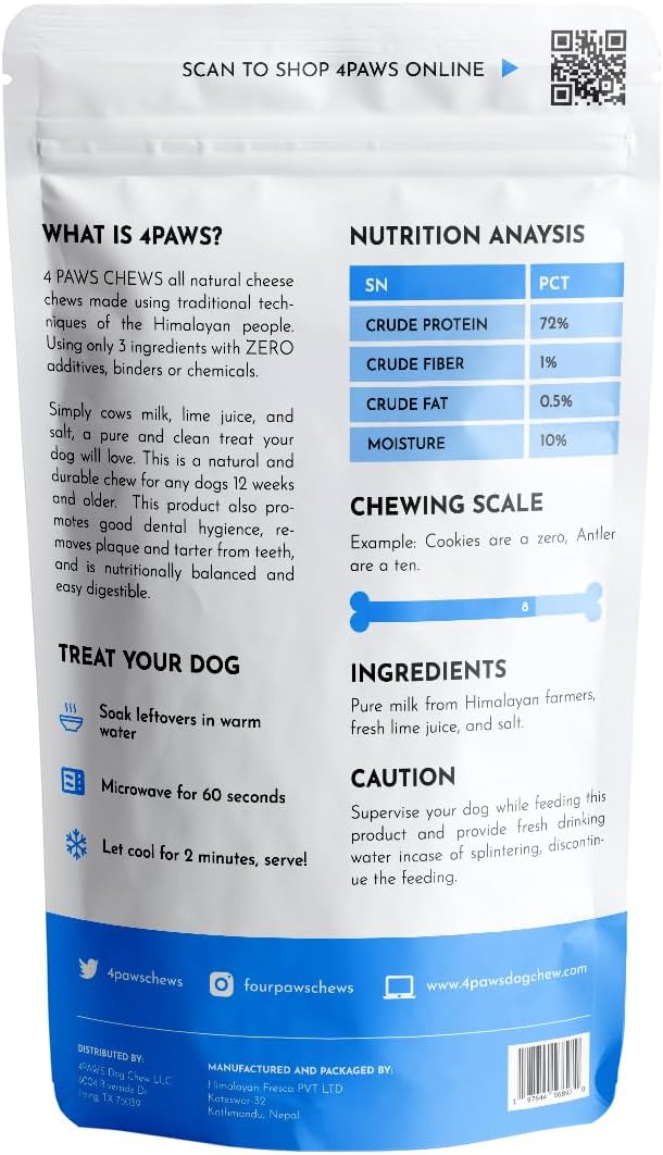 100% Natural Himalayan Yak Cheese Dog Chews, Long-Lasting Dog Treats, Lactose Free, Gluten Free | 5 Count (Small)
