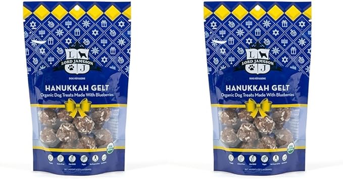 Hanukkah Gelt 6 oz - Dog Patisserie Treats, Holiday Collection, Organic, Soft & Chewy No-Bake Superfood Bites, Preservative Free (Pack of 2)