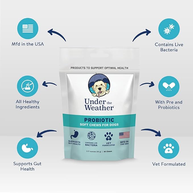 Under the Weather Pet Soft Dog Chew Supplements for Calming and Probiotics | Supports Relaxation and Normal Emotional Balance in Dogs (Probiotics, 60 Count)