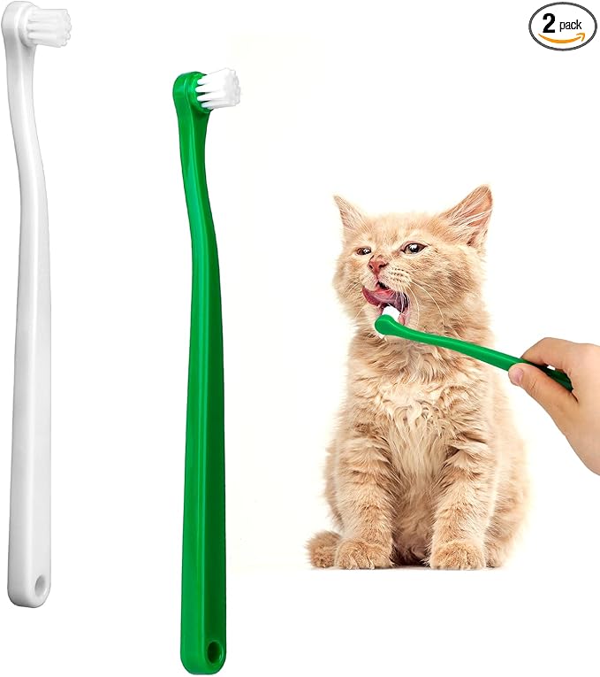 2Pcs Dog Toothbrush Soft Pet Toothbrush with Long Handle Pet Cat Dental Care Oral Hygiene Toothbrush Dog Dental Care Kit for Puppy, Kitten, Cats Small Breed Dogs