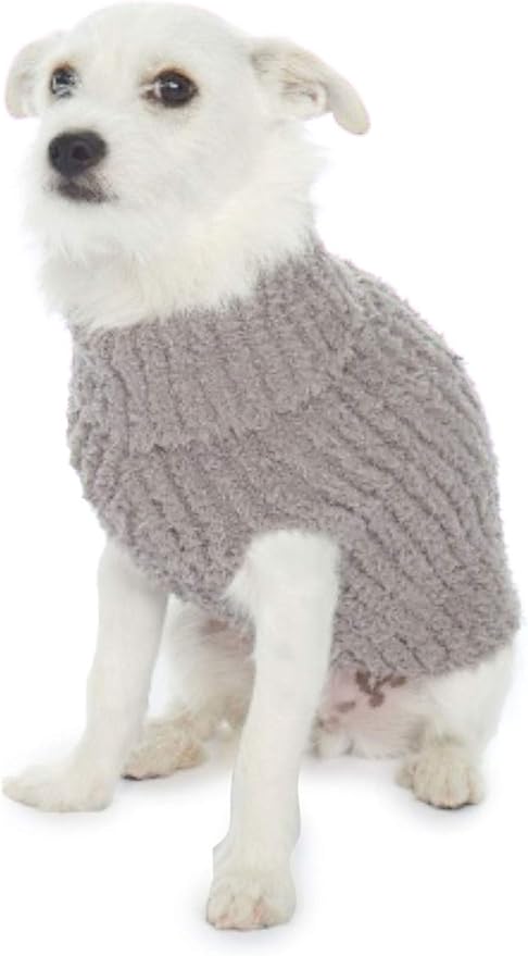 Barefoot Dreams CozyChic Ribbed Pet Sweater, Dog Clothes-Warm Gray