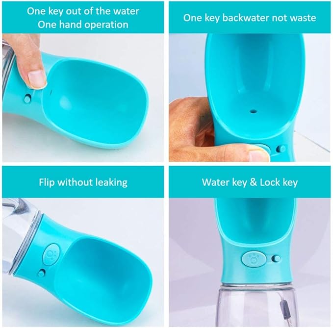 Dog Water Bottle, Leak Proof Portable Pet Water Bottles for Dogs, Puppy Water Dispenser with Drinking Feeder for Travel (Mint Green 19oz)