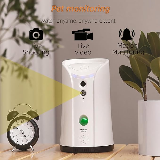 SKYMEE Dog Camera Treat Dispenser, 5GWiFi Remote Pet Camera with Two-Way Audio and Night Vision