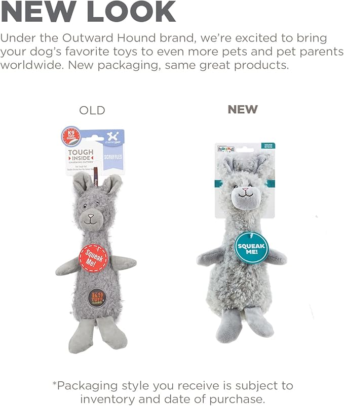 Outward Hound Scruffles Bunny Plush Squeaky Dog Toy, Small