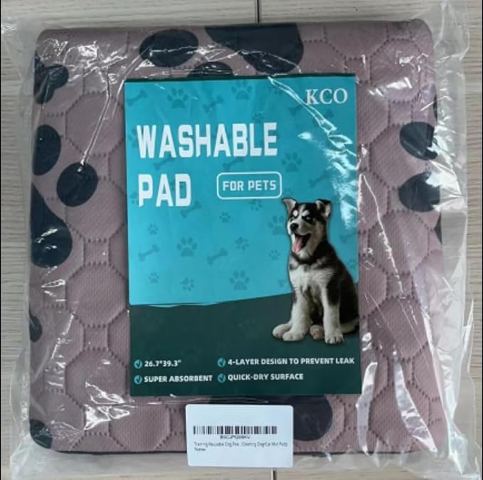 K.C.O Washable Dog Pee Pad, Reusable Dog Pee Pad, Pet Cleaning Dog/Cat Mat Pads, Super Waterproof Pet Pee Pads for Dog Bed Mat, Super Absorbing Whelping Pads, Large Size 27x40 Inches (Pack 1)