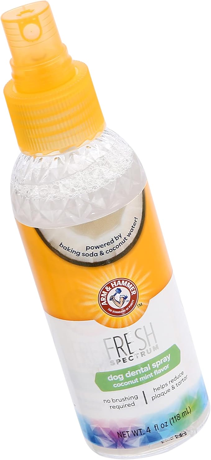 ARM & HAMMER Fresh Spectrum Coconut Mint Dog Dental Spray, 118ml, Best Dental Care for Dogs, Removes Plaque & Tartar, Freshens Breath, Gum & Teeth Cleaning, No Brushing, Easy to Use Pet Oral Hygiene