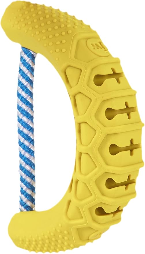 JW Pet CHEW-EE Dental Dog Chew Toy; Cleans Your Pet's Teeth and Gums As They Play; Add Their Favorite Flavors, Banana,Yellow