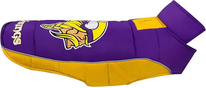 NFL Minnesota Vikings Puffer Vest for Dogs & Cats, Size Medium. Warm, Cozy, and Waterproof Dog Coat, for Small and Large Dogs/Cats. Best NFL Licensed PET Warming Sports Jacket