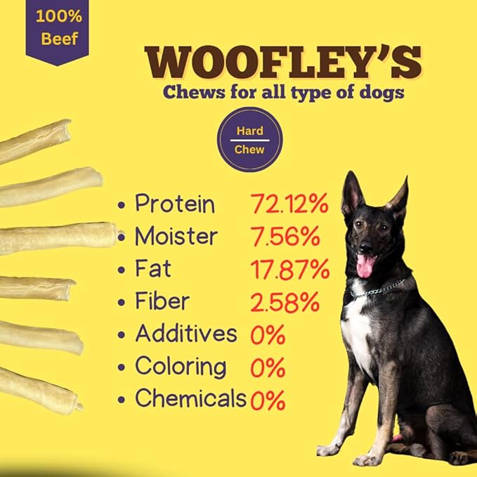 Woofley's 12 Inch Pure Collagen Sticks for Dogs (3 Count) - Collagen Chews for Dogs - Bully Stick Rawhide Alternative Dog Chews No Hide Bones for Medium & Large Dogs