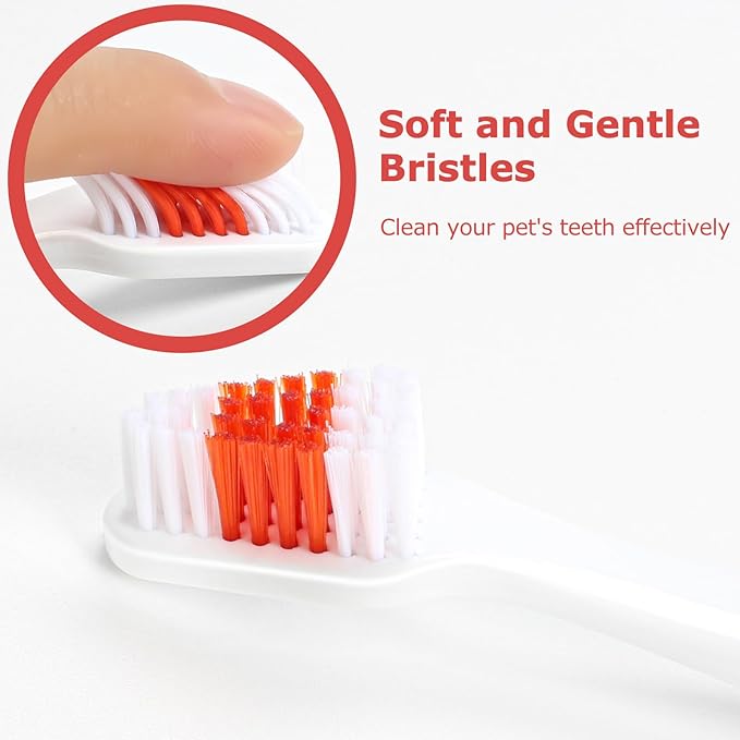 Dog Toothbrush, Double Headed Pet Toothbrush with Soft Bristles, Easy Teeth Cleaning, Dog Dental Care for Puppies, Cats and Small Pets