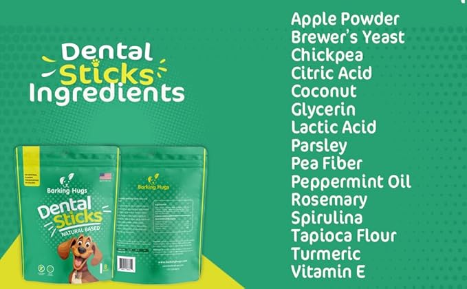 Dental Sticks - Natural Dog Dental Treats for Fresh Breath & Clean Teeth, All Natural dog breath freshener Dogs, No grain or fillers, with Peppermint Oil