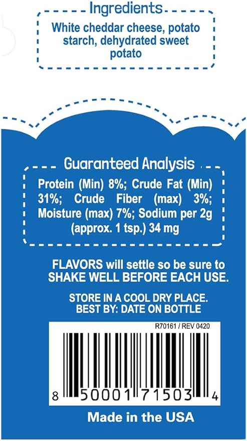 Flavors Food Topper for Dogs - White Cheddar Recipe - Natural, Grain Free - Perfect Seasoning, Gravy, Sprinkle and Liquid Treat Mix for Picky Dog or Puppy, 6 oz