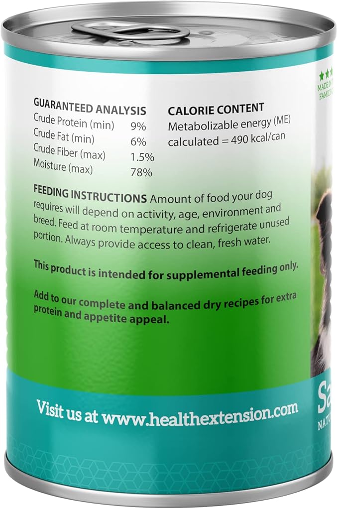 Health Extension Wet Dog Food, Gluten and Grain-Free, Healthy Natural Food Canned for Puppies, Salmon Recipe (12.5 Oz / 362 g) (Pack of 12)