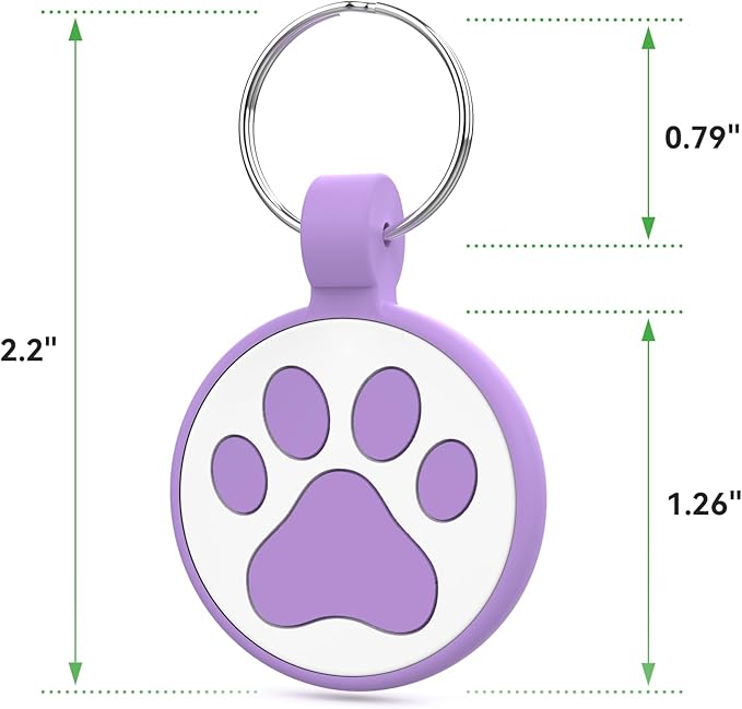 QR Code Cat Tag, Modifiable Online Profile, Multiple Emergency Contact, Silicone Cat Tag, Lightweight, Waterproof, No Jinging, Collar Accessories (Medium to Large Breeds - 1.25", Purple)