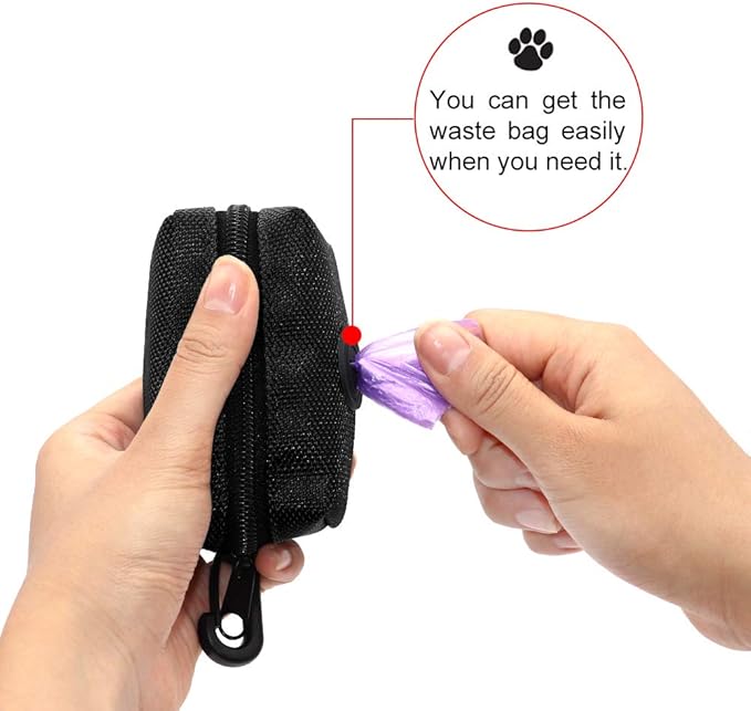 SLOSN 3 Pack Pet Waste Bag Dispenser Dog Poop Bag Holder with Zippered Portable Dog Poop Bag Holder with Hook for Leash,Great Accessory for Walking, Running with Dog (RoseRed Green Black)