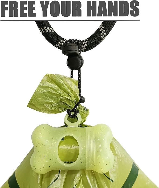 Bag Dispenser Dog Poop Bags Holder Dog Waste Bags Dispenser with Leak-Proof Green Poop Bags for Leash On The Go for Walking Dogs Outdoor (random color, 1 Holder 15 Bags)