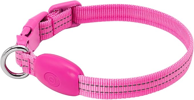 Light Up Dog Collar at Night, Led Dog Collar Adjustable, Lighted Dog Collar Rechargeable Waterproof, Dog Lights for Night Walking, Glow in The Dark Dog Collars Light for Small Pet(S, Pink)