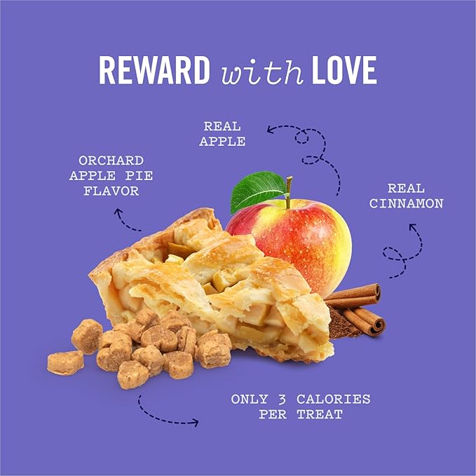 Three Dog Bakery Soft and Chewy Super Rewards with Superfoods Dog Treats, Low Calorie Dog Training Treats for Dogs, Orchard Apple Pie Flavor, 5 Ounce Resealable Bag