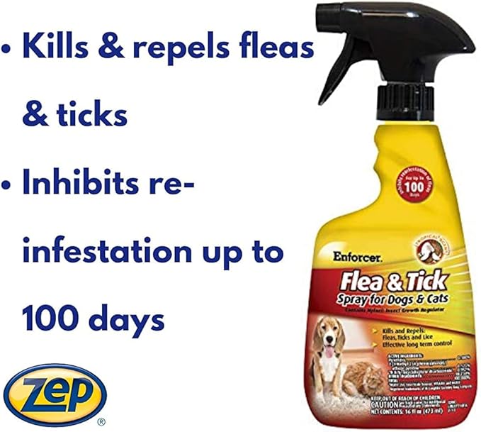 Enforcer Flea and Tick Spray - 16 Ounce (Case of 6) EFT166 - for Dogs and Cats