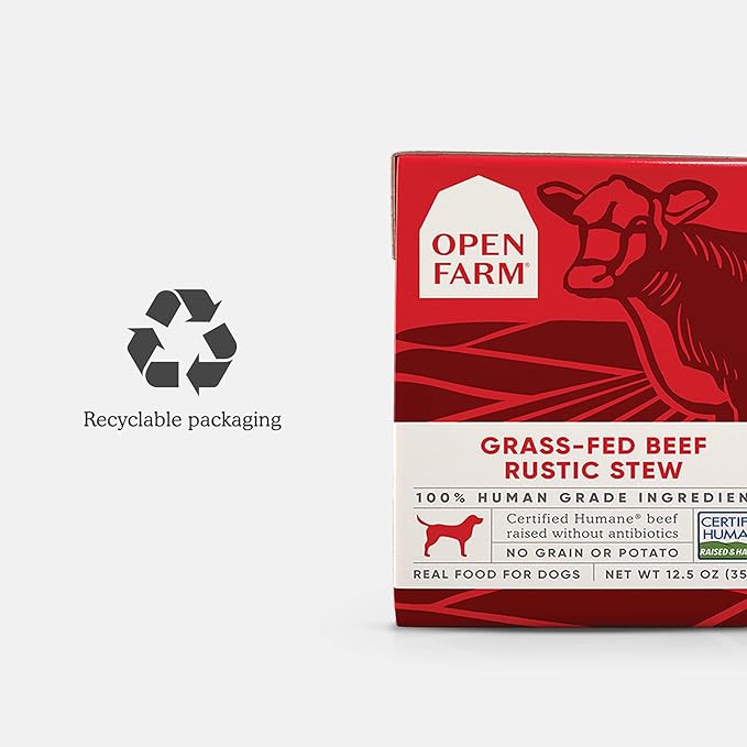 Open Farm Grass-Fed Beef Rustic Stew Wet Dog Food, Grain-Free Meal or Food Topper with Responsibly Sourced Meat and Superfoods without Artificial Ingredients, Pack of 12, 12.5 Oz each