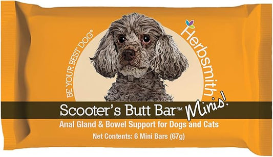 Herbsmith Scooter’s Butt Bars - Anal Gland and Bowel Support with Pumpkin Fiber for Dogs- Digestive Aid for Dogs - Dog Fiber Bars - Mini Bar