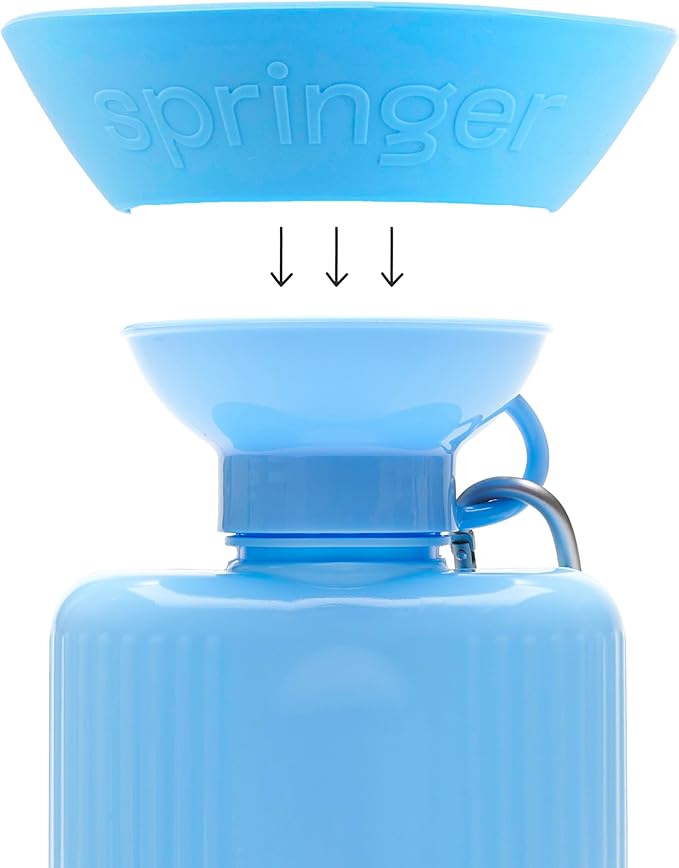 Springer Splash Shield for Mini, Classic, Growler Dog Travel Bottles - Mess Proofer & Bowl Expander for Large Breeds - BPA-Free Silicone (Not Compatible with Flip Bottle) – Sky Blue