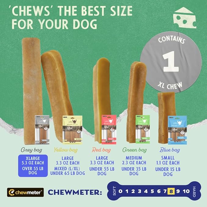 Chewmeter Himalayan Yaky Cheese Chew, 100% Natural, Long Lasting, Gluten Free, Healthy & Safe Dog Treats, Lactose & Grain Free, Protein Rich, Stain Free, X-Large, For Dogs 55 Lbs & Over, 5.3 oz