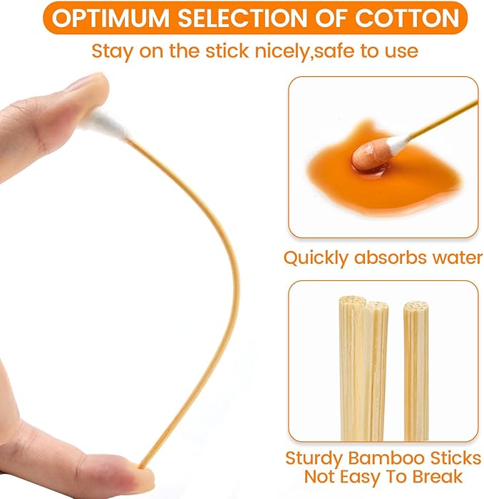 200 PCS Large Cotton Swabs in Storage Box - Dog Ear Cleaning Swabs, 6 inch Dog Ear Swab with Bamboo Handle - Big Cotton Swabs Soft and Thick, Extra Large Cotton Swabs Specially Designed for Pet Care
